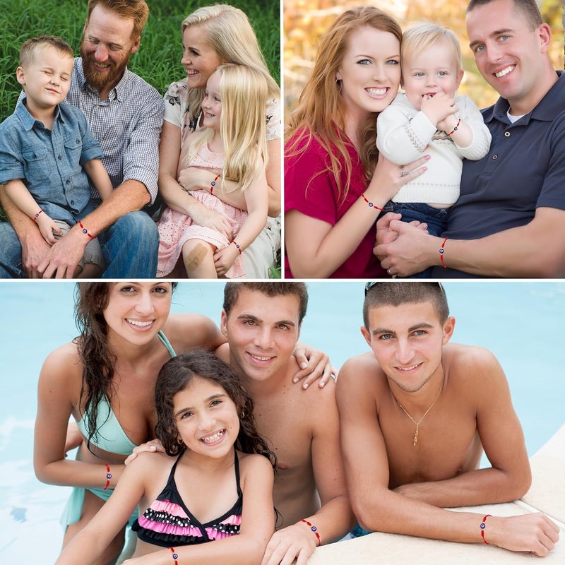 Poxtex 9pcs Evil Eye 7 Knot Lucky Bracelets, Rakhi for Brother and Bhabhi Adjustable Red String Amulet for Women Men with Gold Bead, Protection Jewelry Hand Bracelet - Image 5